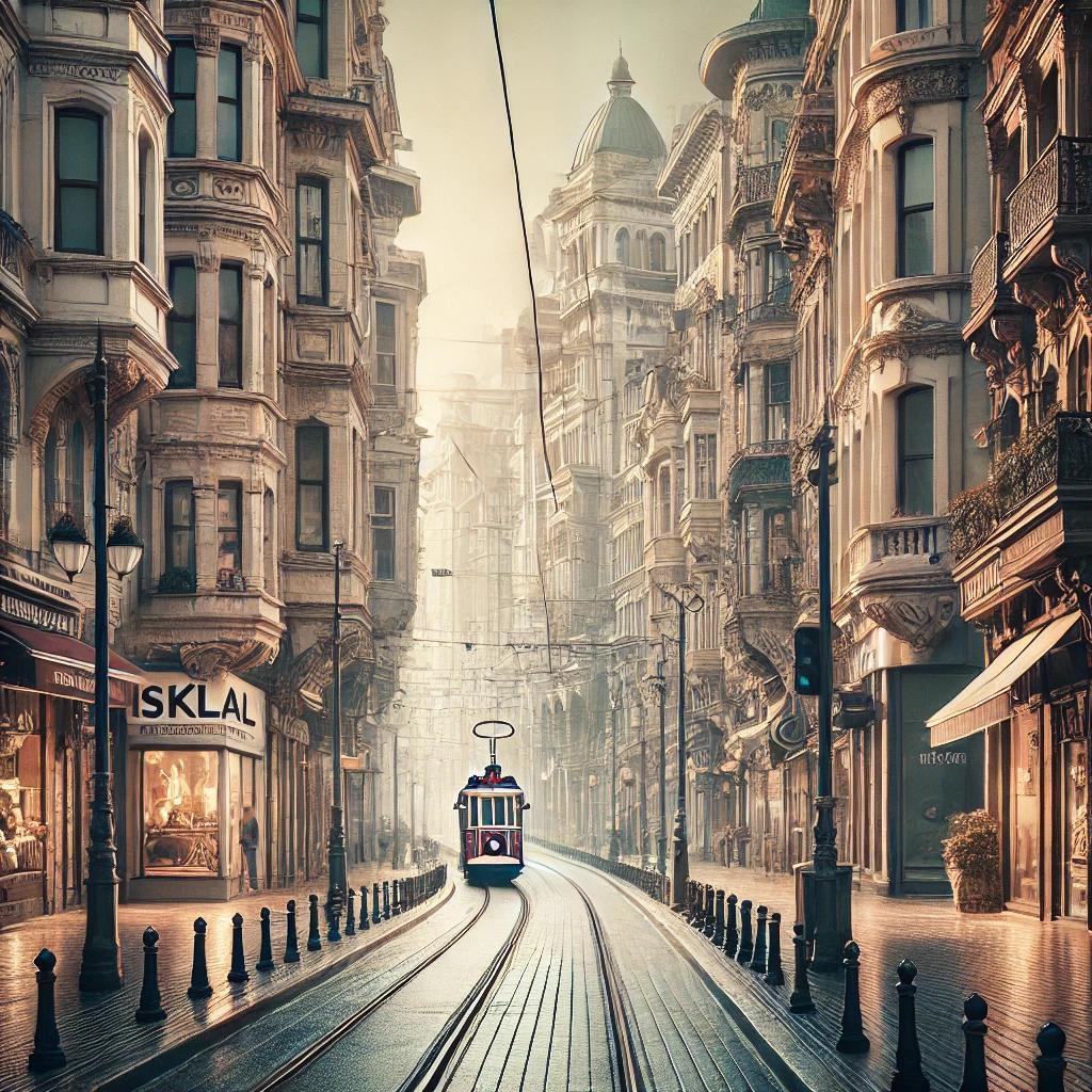 istanbul istiklal caddesi boş sokak görüntüsü